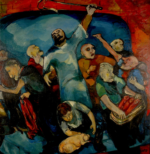 Le Christ chassant les marchands du temple, huile sur toile, 200 x 200 cm, 1957.