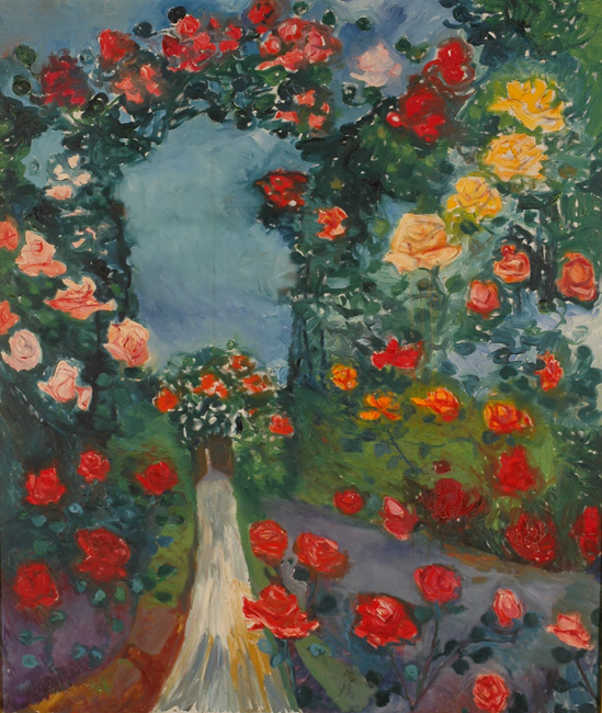 "Roseraie aux arceaux", huile sur toile, 157 x 133 cm, 1957.