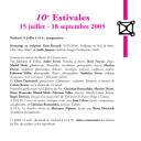 10° Estivales, programmation