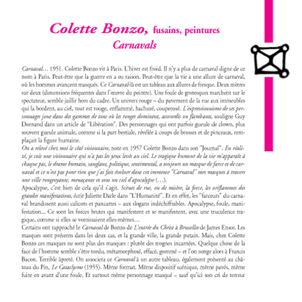 Colette Bonzo, "Carnavals" peintures, dessins