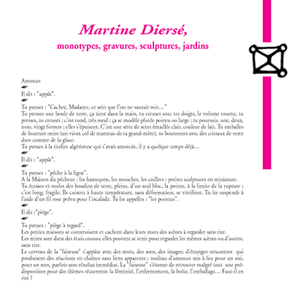 Martine Diersé, monotypes, gravures, sculptures, jardins