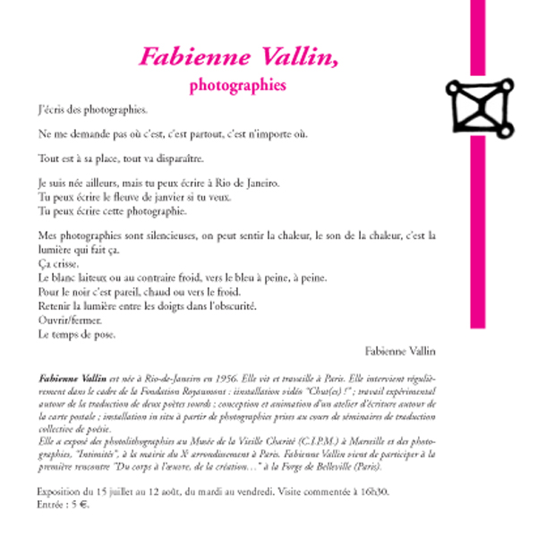 Fabienne Vallin, photographies