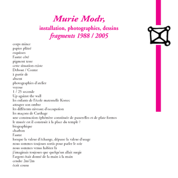 Muriel Modr, installation, photographies, dessins
